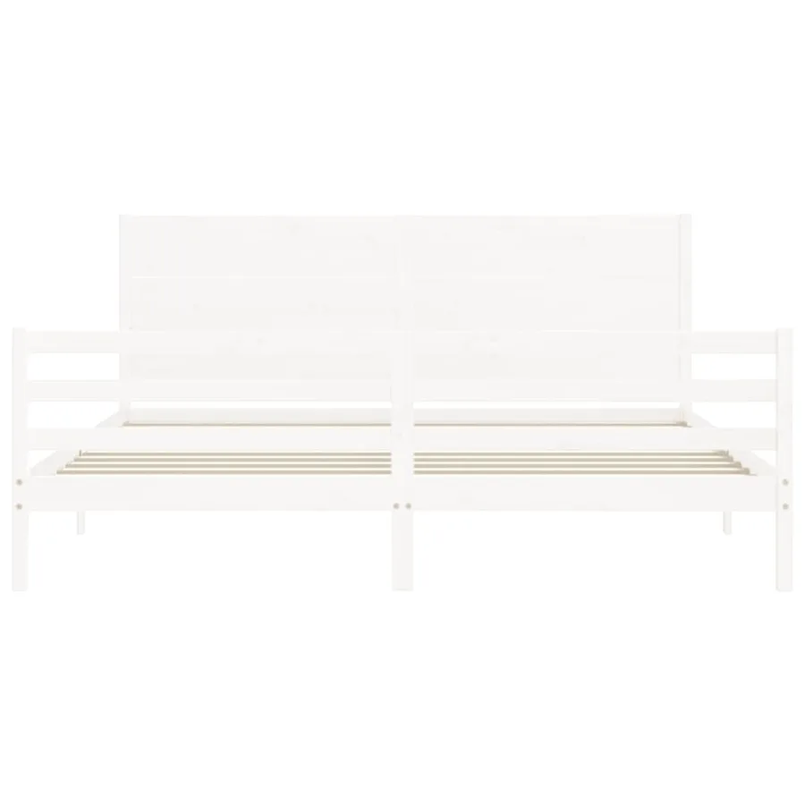 Cadre de lit sans matelas blanc 200x200 cm bois massif - 6