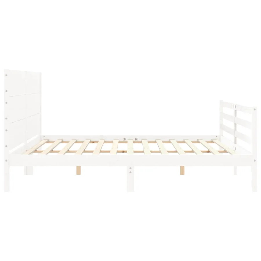 Cadre de lit sans matelas blanc 200x200 cm bois massif - 7
