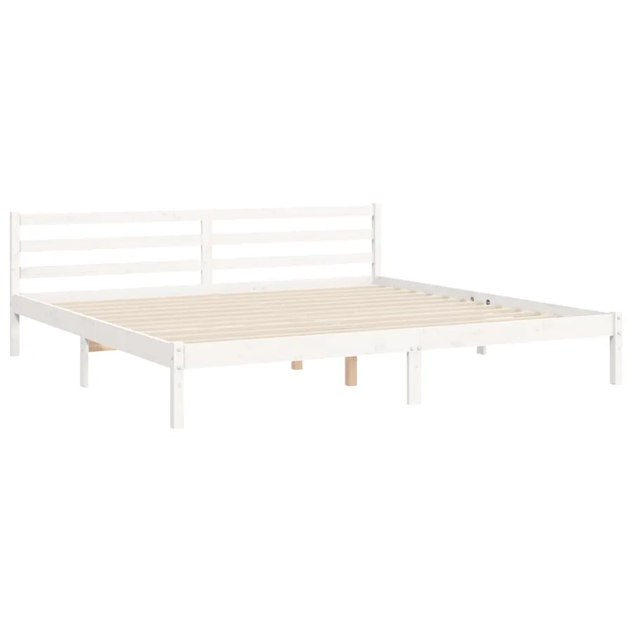 Cadre de lit sans matelas blanc 200x200 cm bois massif - 8