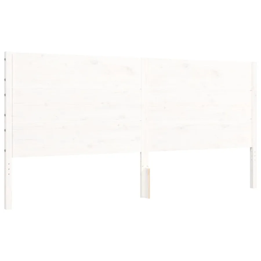 Cadre de lit sans matelas blanc 200x200 cm bois massif - 9
