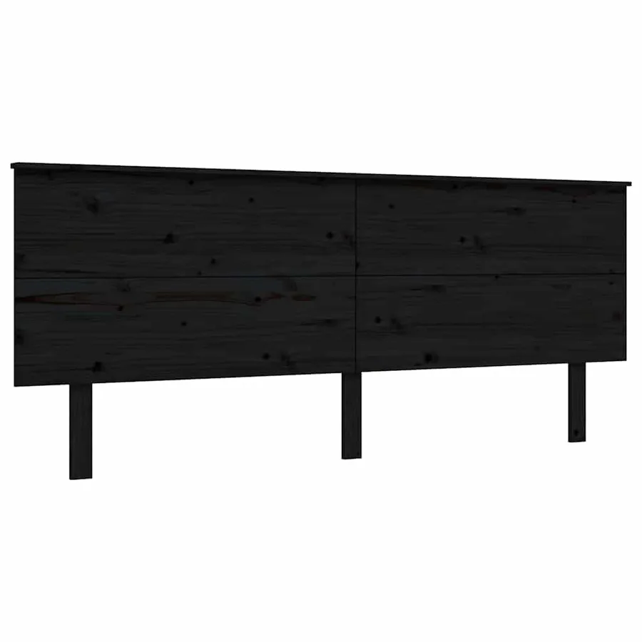Cadre de lit sans matelas noir 200x200 cm bois massif de pin - 8
