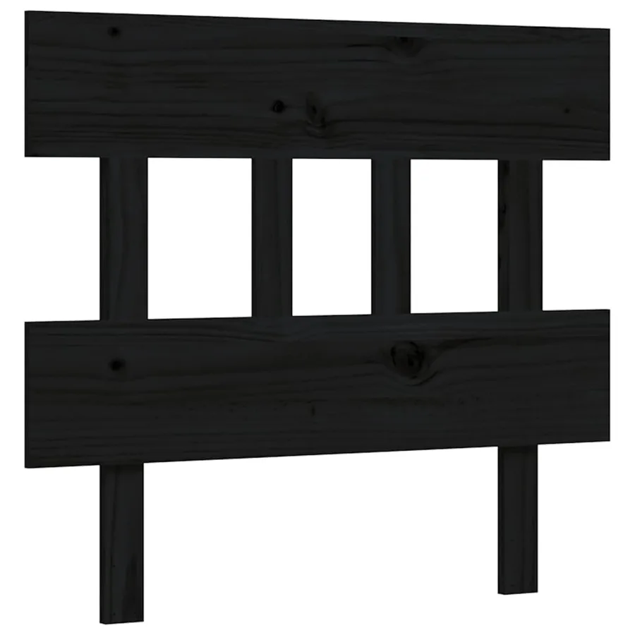 Cadre de lit sans matelas noir bois de pin massif - 8