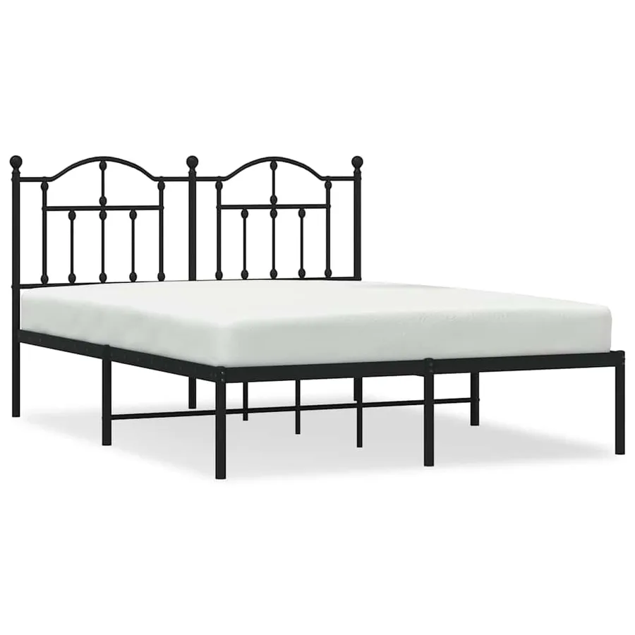 Cadre de lit métal sans matelas avec tête de lit noir 140x190cm - 2