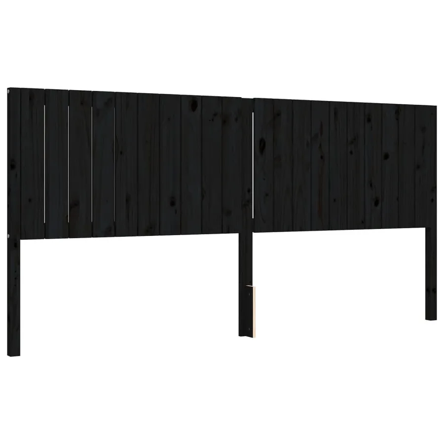 Cadre de lit sans matelas noir 200x200 cm bois massif de pin - 8