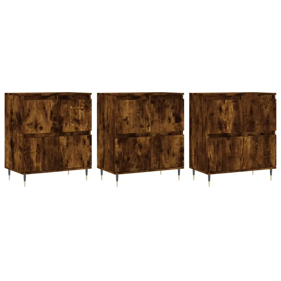 Buffets 3 pcs Chêne fumé Bois d'ingénierie - 2
