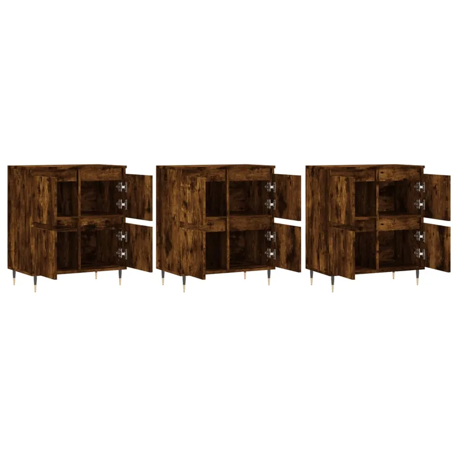 Buffets 3 pcs Chêne fumé Bois d'ingénierie - 4