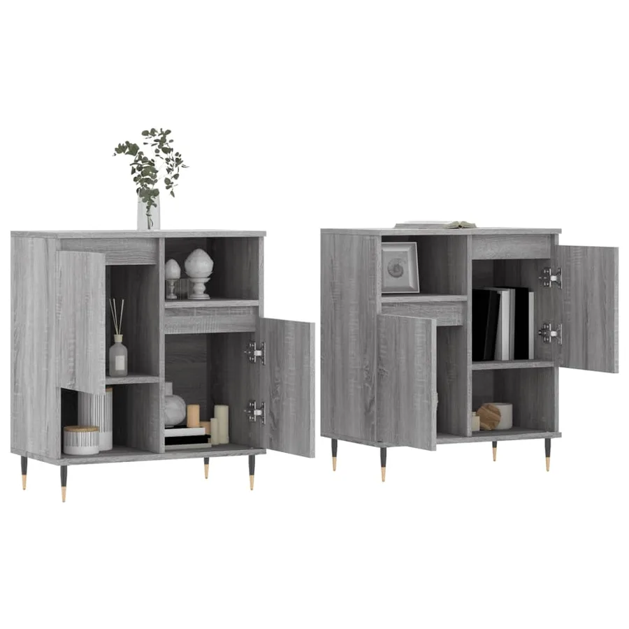 Buffets 2 pcs sonoma gris bois d'ingénierie - 3