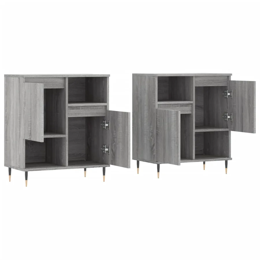 Buffets 2 pcs sonoma gris bois d'ingénierie - 4