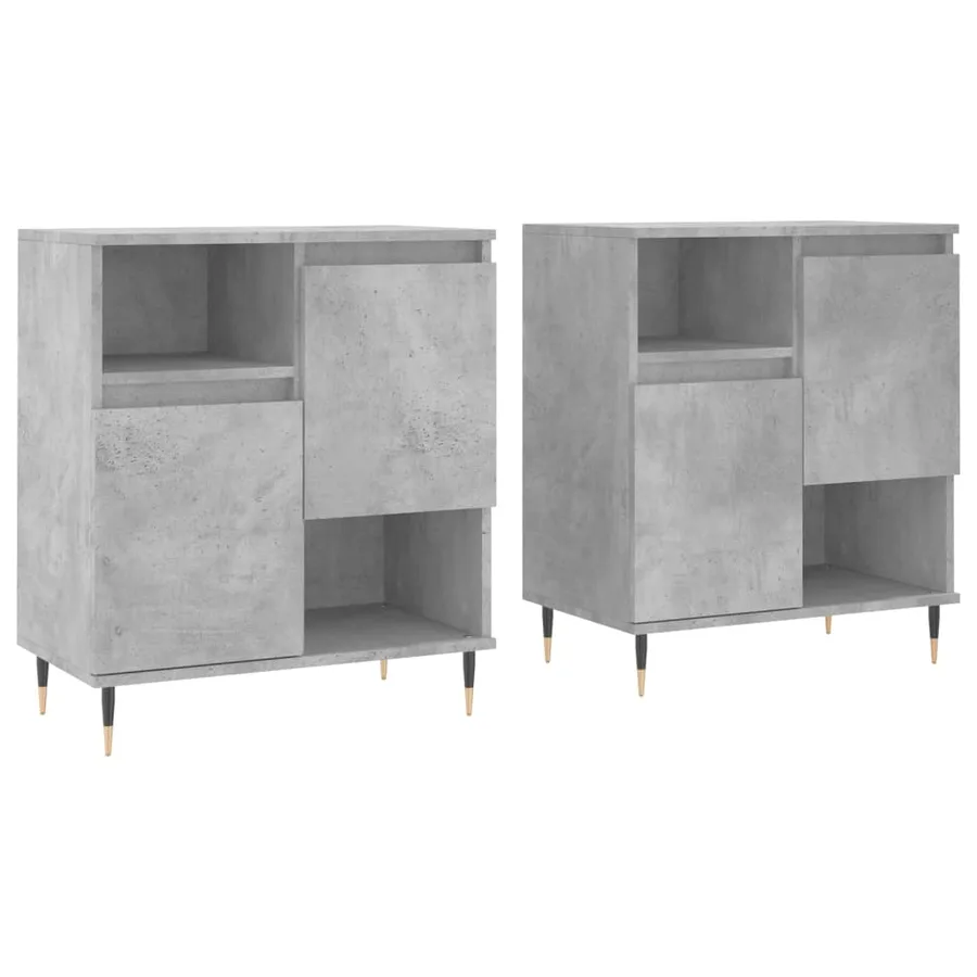 Buffets 2 pcs gris béton bois d'ingénierie - 2