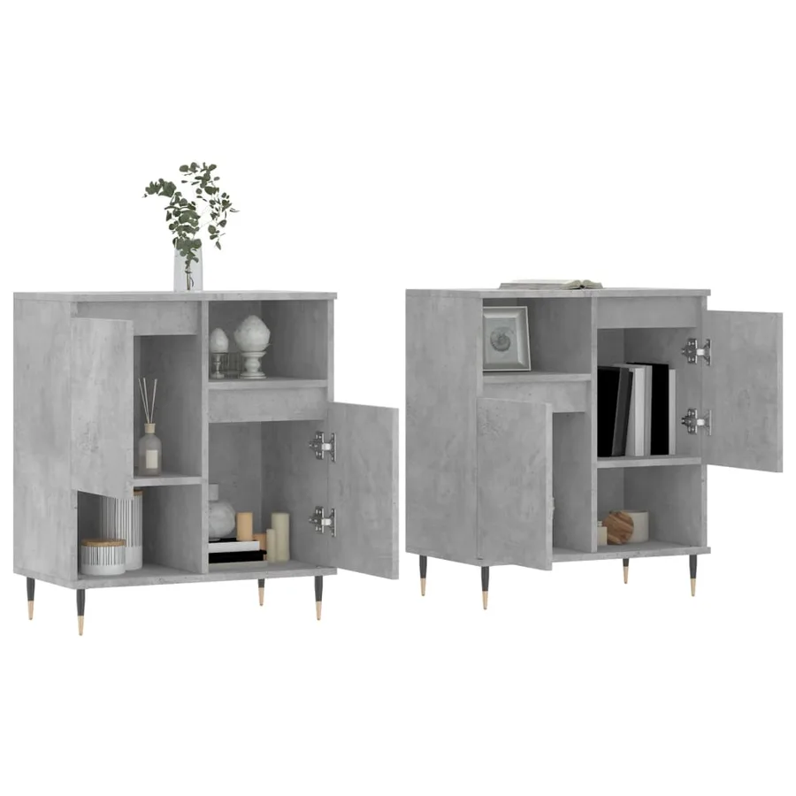 Buffets 2 pcs gris béton bois d'ingénierie - 3