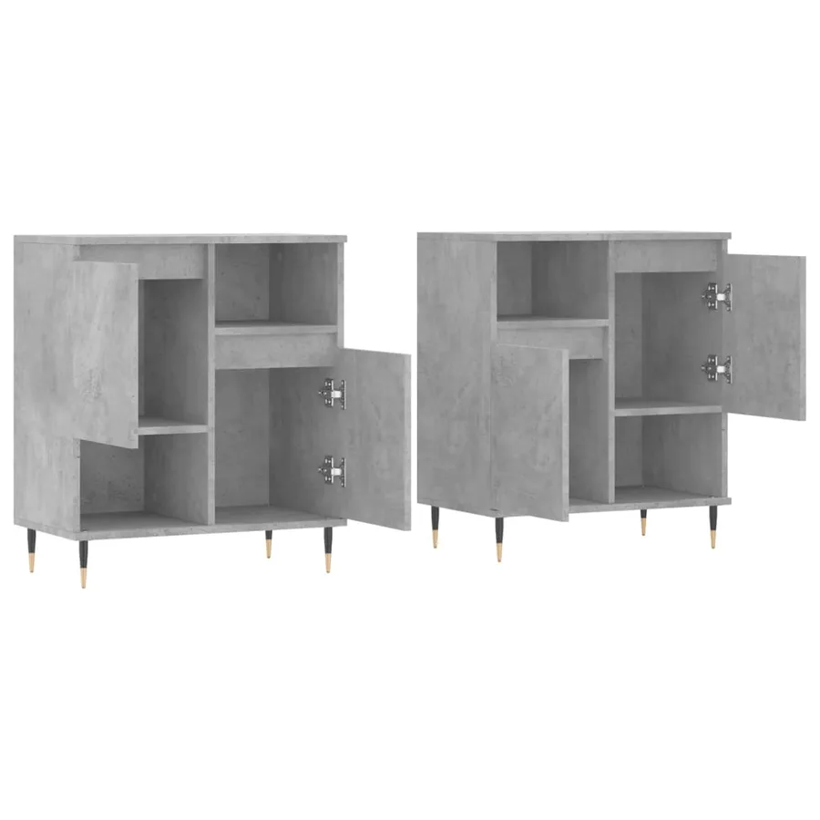 Buffets 2 pcs gris béton bois d'ingénierie - 4