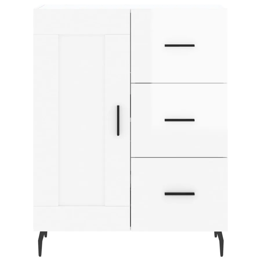 Buffet haut Blanc brillant 69,5x34x180 cm Bois d'ingénierie - 8