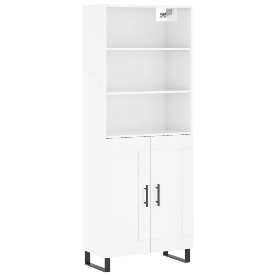 Buffet haut Blanc brillant 69,5x34x180 cm Bois d'ingénierie - 2