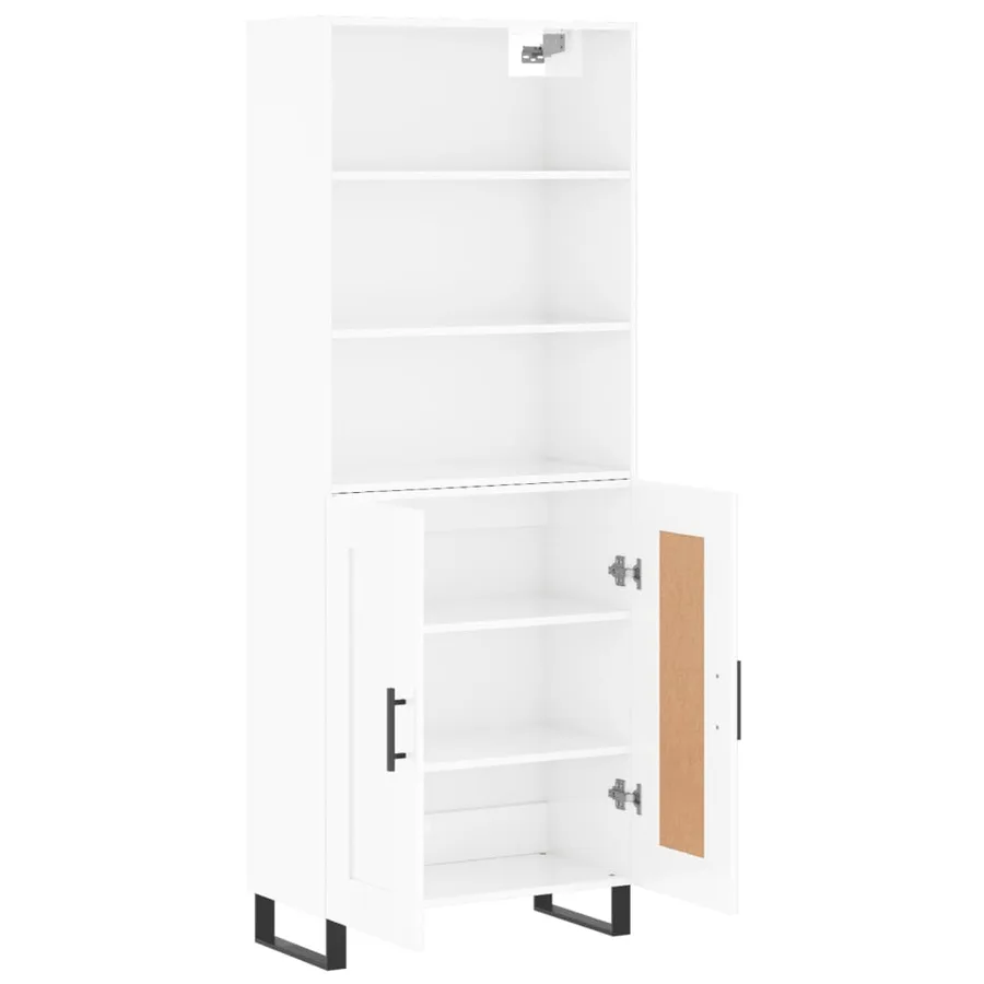 Buffet haut Blanc brillant 69,5x34x180 cm Bois d'ingénierie - 4