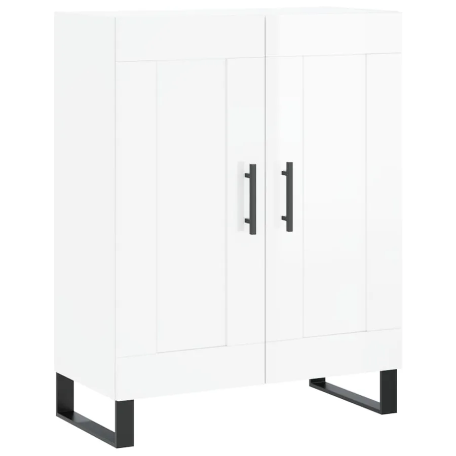 Buffet haut Blanc brillant 69,5x34x180 cm Bois d'ingénierie - 7
