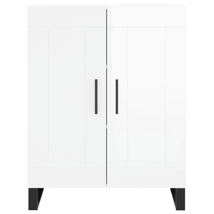 Buffet haut Blanc brillant 69,5x34x180 cm Bois d'ingénierie - 8