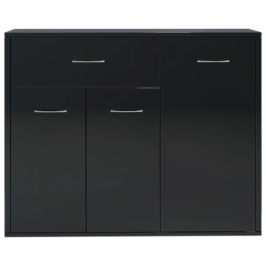 Buffet noir brillant 88x30x70 cm bois d'ingénierie - 5
