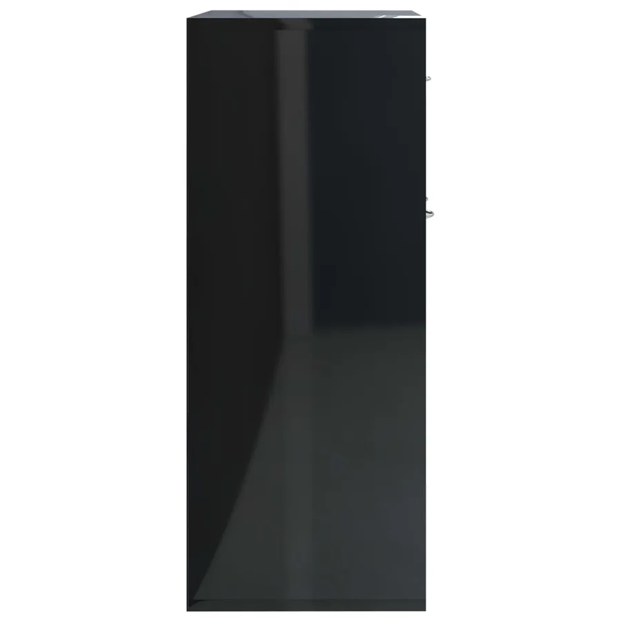 Buffet noir brillant 88x30x70 cm bois d'ingénierie - 6