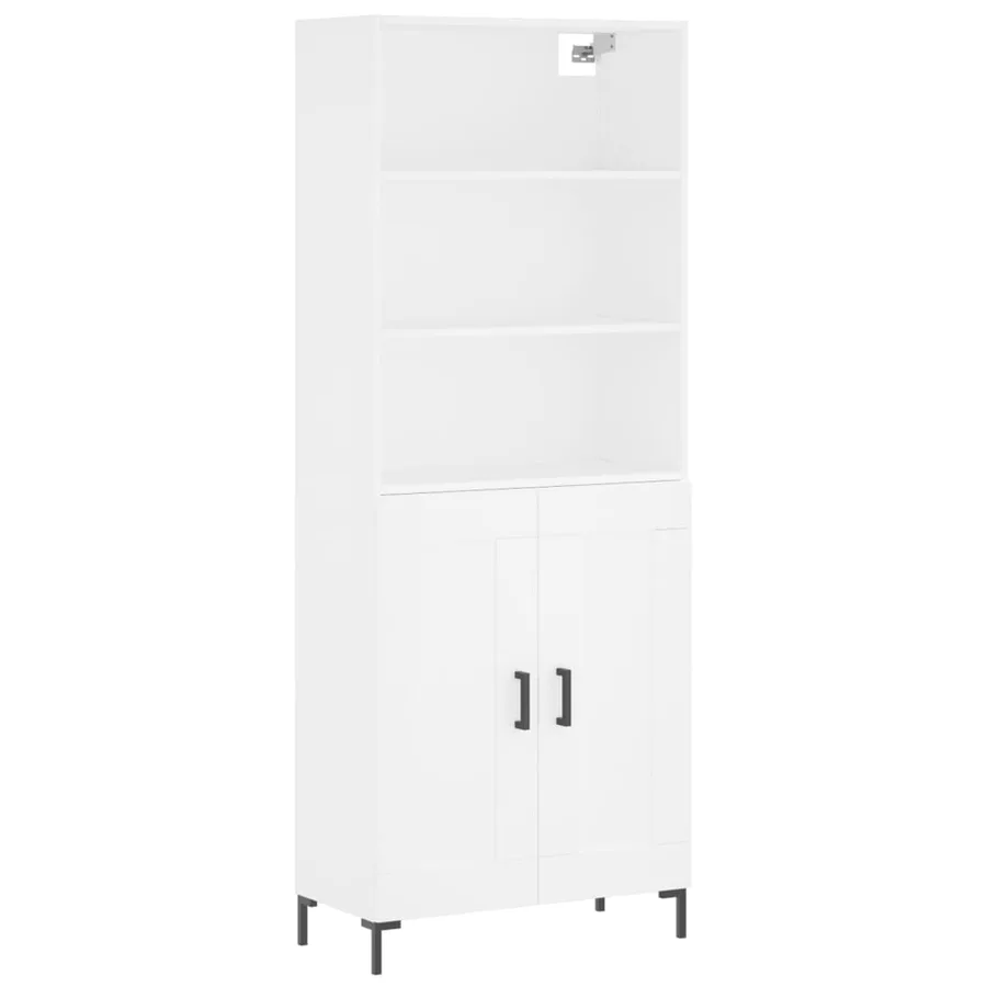 Buffet haut Blanc 69,5x34x180 cm Bois d'ingénierie - 2