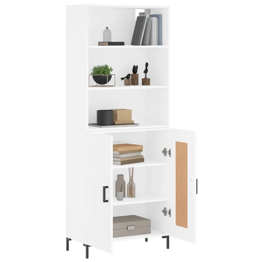 Buffet haut Blanc 69,5x34x180 cm Bois d'ingénierie - 3
