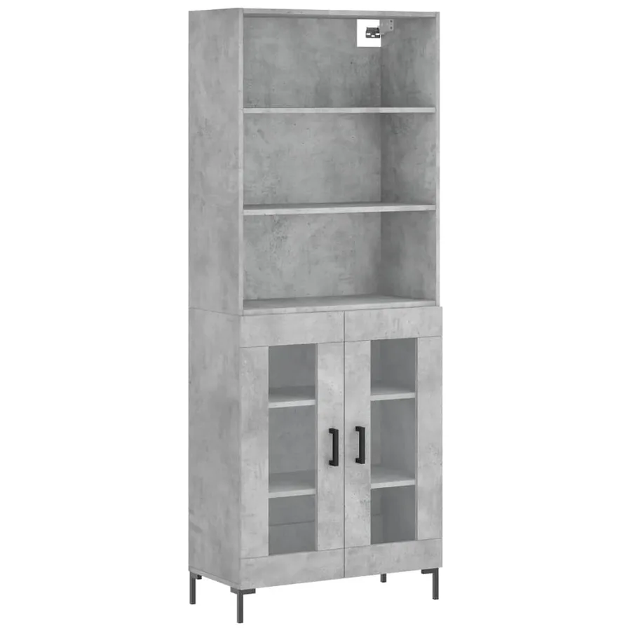 Buffet haut Gris béton 69,5x34x180 cm Bois d'ingénierie - 2
