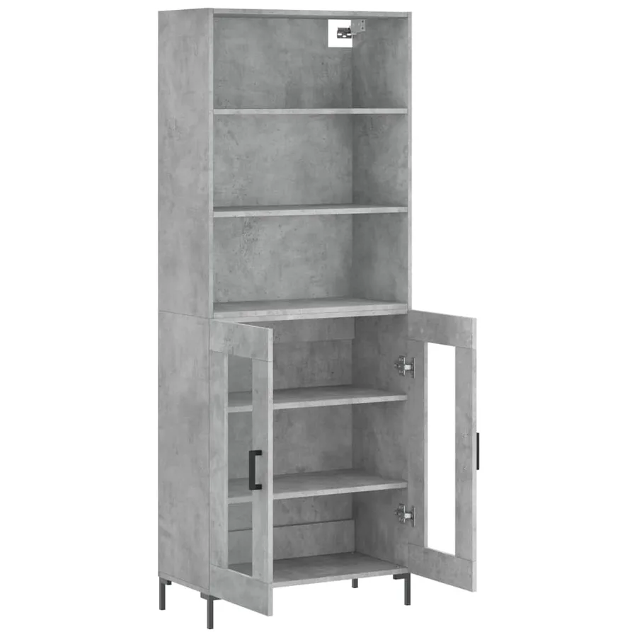 Buffet haut Gris béton 69,5x34x180 cm Bois d'ingénierie - 4
