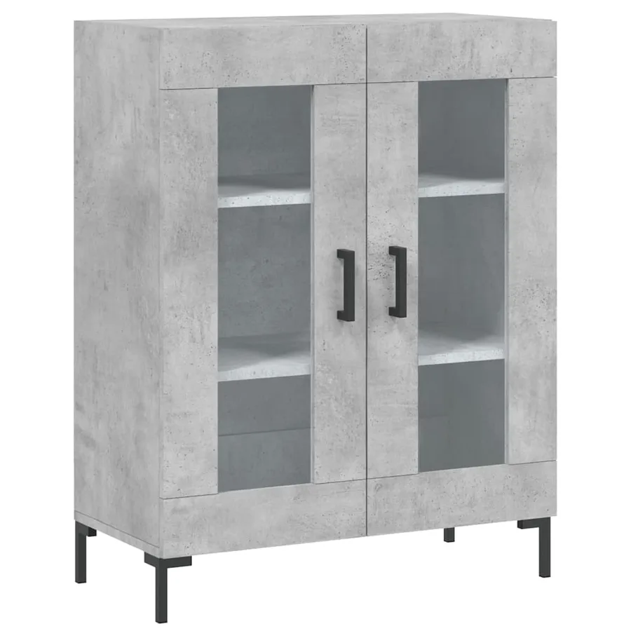 Buffet haut Gris béton 69,5x34x180 cm Bois d'ingénierie - 7