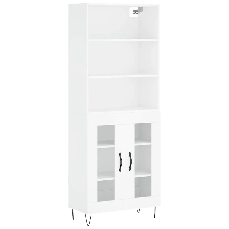 Buffet haut Blanc 69,5x34x180 cm Bois d'ingénierie - 2