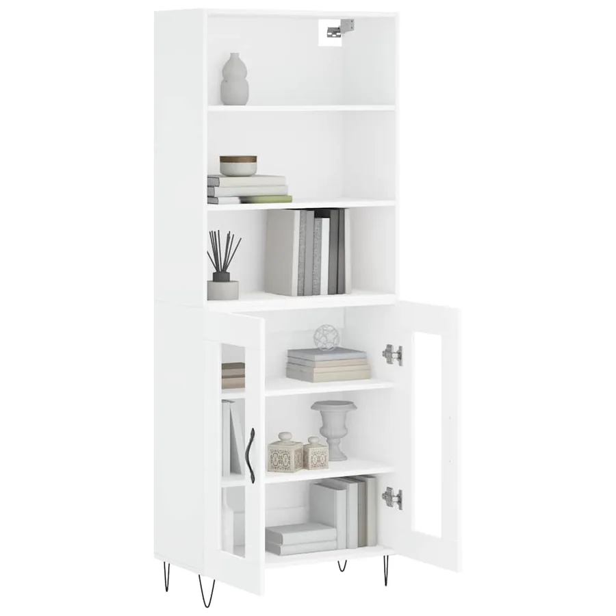 Buffet haut Blanc 69,5x34x180 cm Bois d'ingénierie - 3