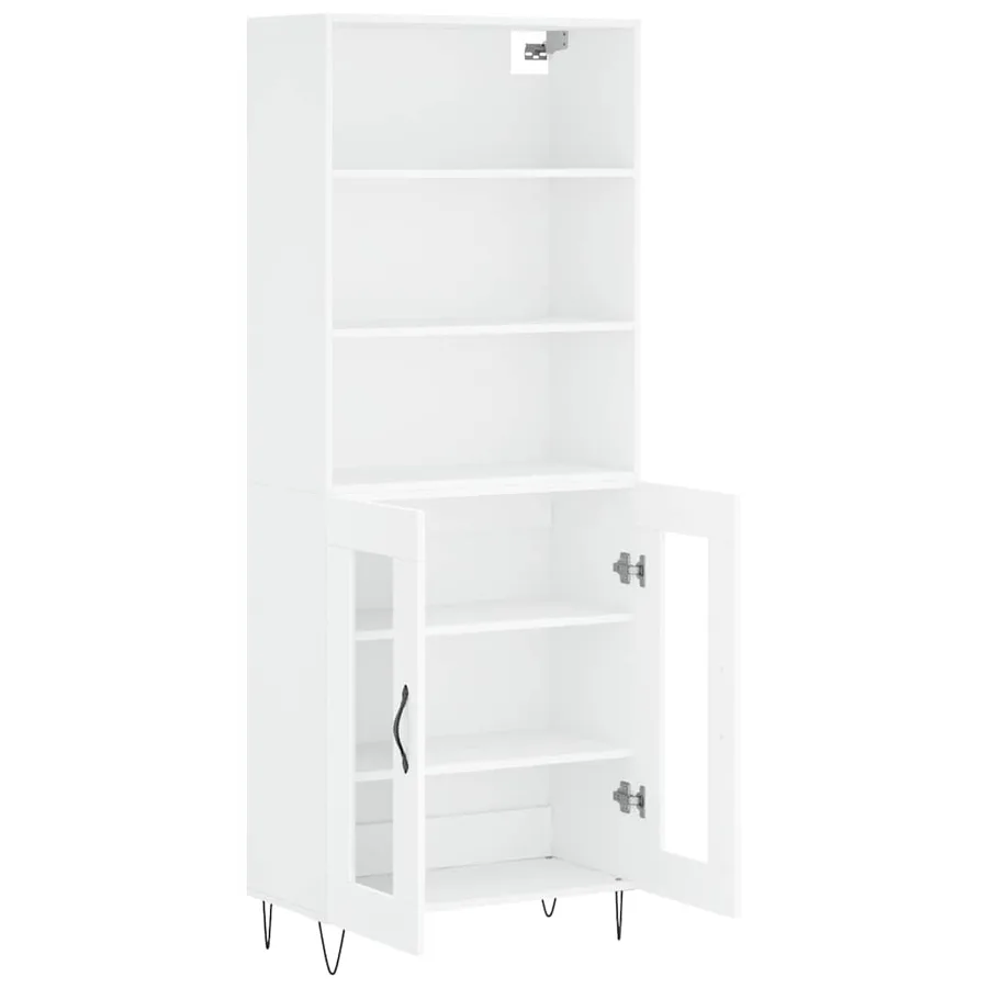 Buffet haut Blanc 69,5x34x180 cm Bois d'ingénierie - 4