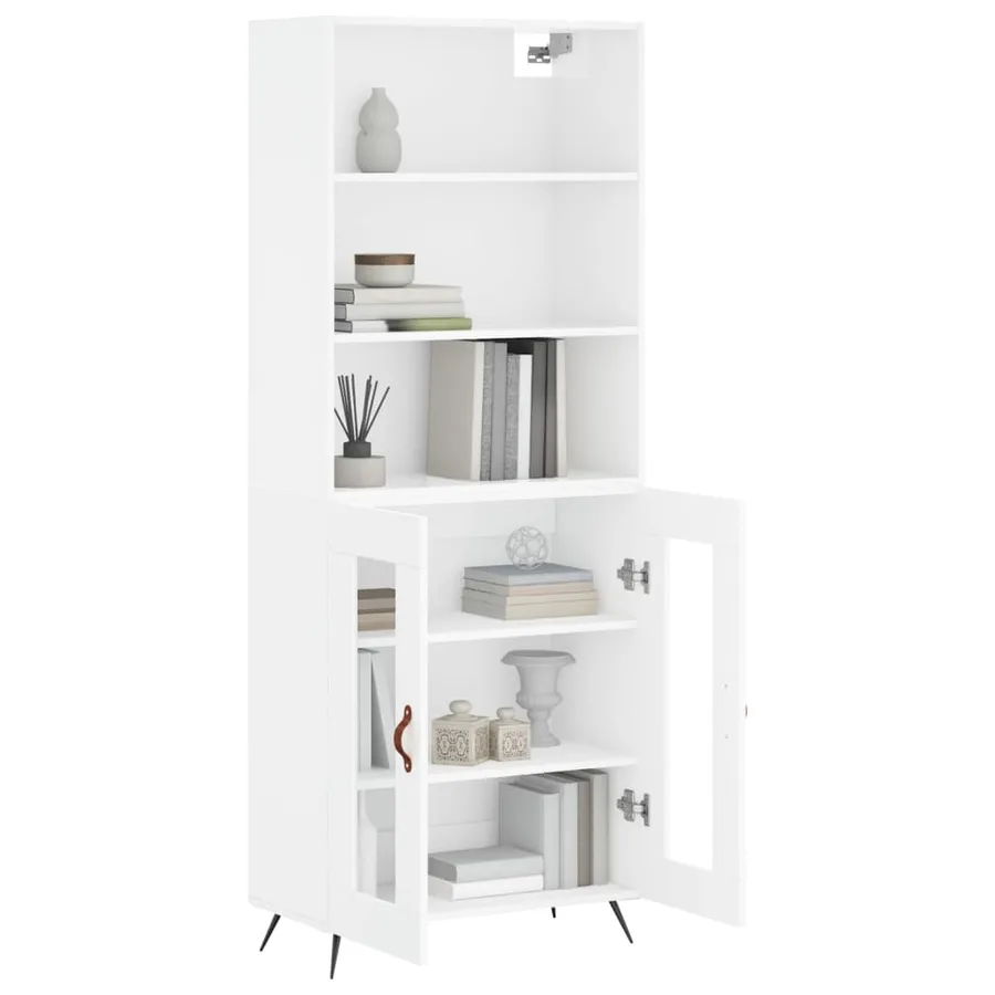 Buffet haut Blanc brillant 69,5x34x180 cm Bois d'ingénierie - 11