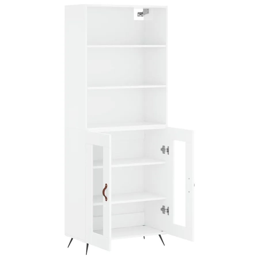 Buffet haut Blanc brillant 69,5x34x180 cm Bois d'ingénierie - 3