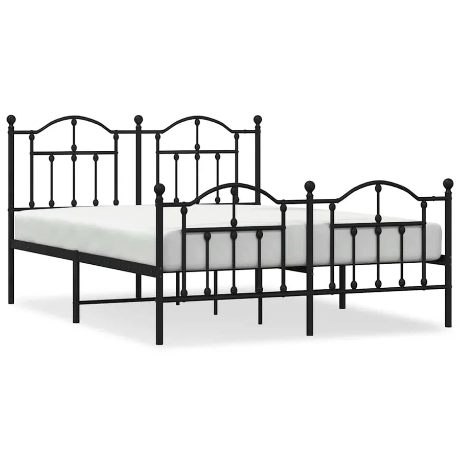 Cadre de lit métal sans matelas avec pied de lit noir 140x200cm - 2