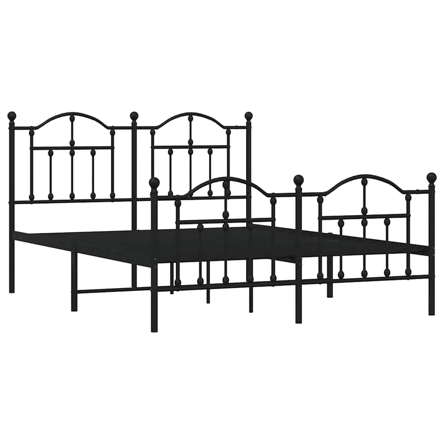 Cadre de lit métal sans matelas avec pied de lit noir 140x200cm - 3
