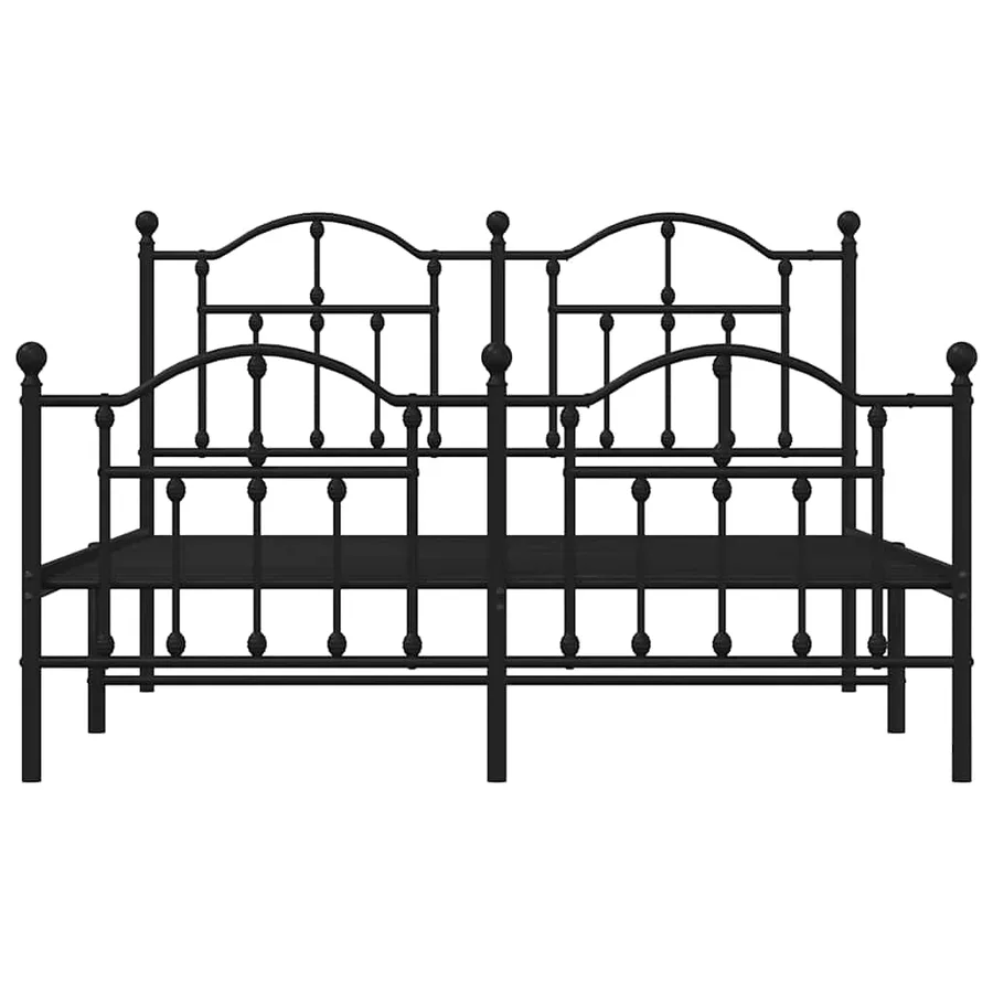 Cadre de lit métal sans matelas avec pied de lit noir 140x200cm - 5