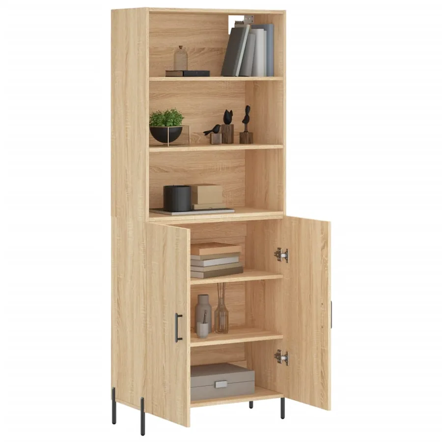 Buffet haut Chêne sonoma 69,5x34x180 cm Bois d'ingénierie - 3
