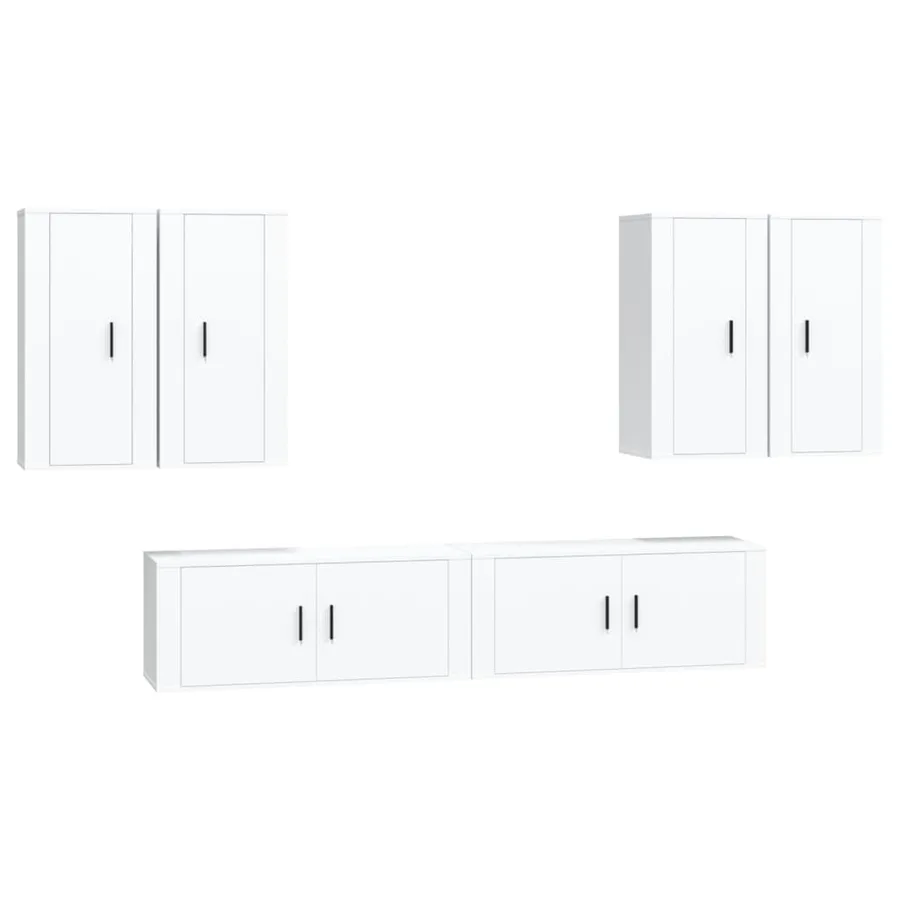 Ensemble de meubles TV 6 pcs Blanc Bois d'ingénierie - 2
