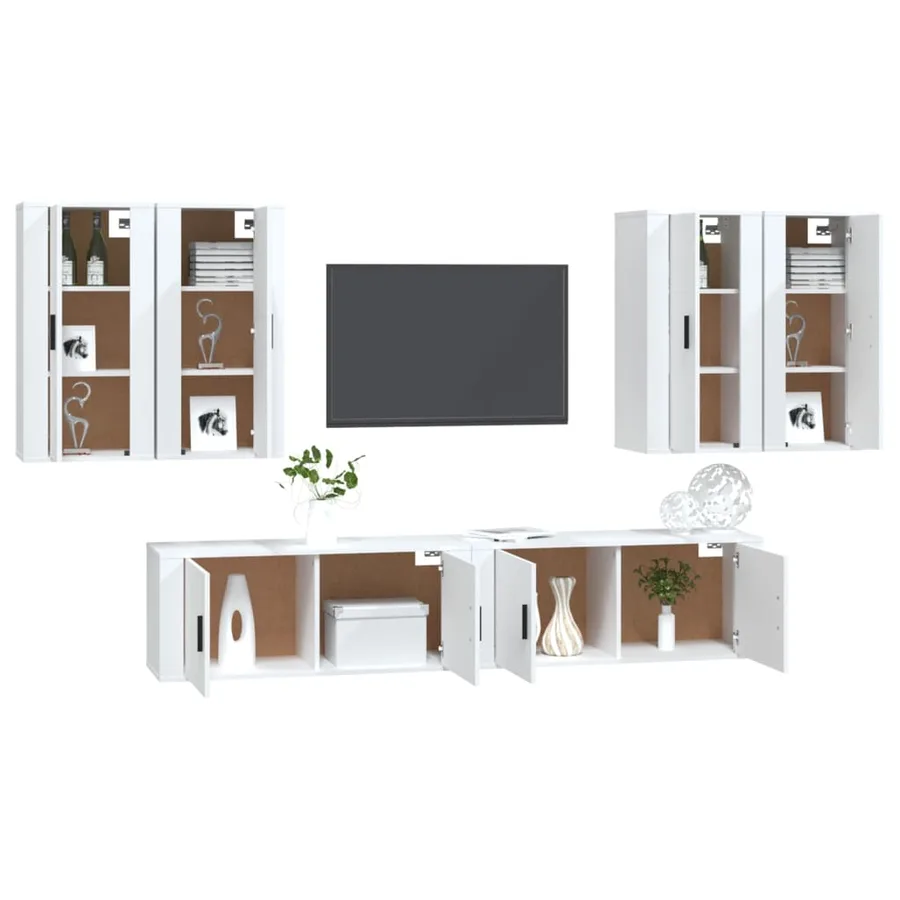 Ensemble de meubles TV 6 pcs Blanc Bois d'ingénierie - 3