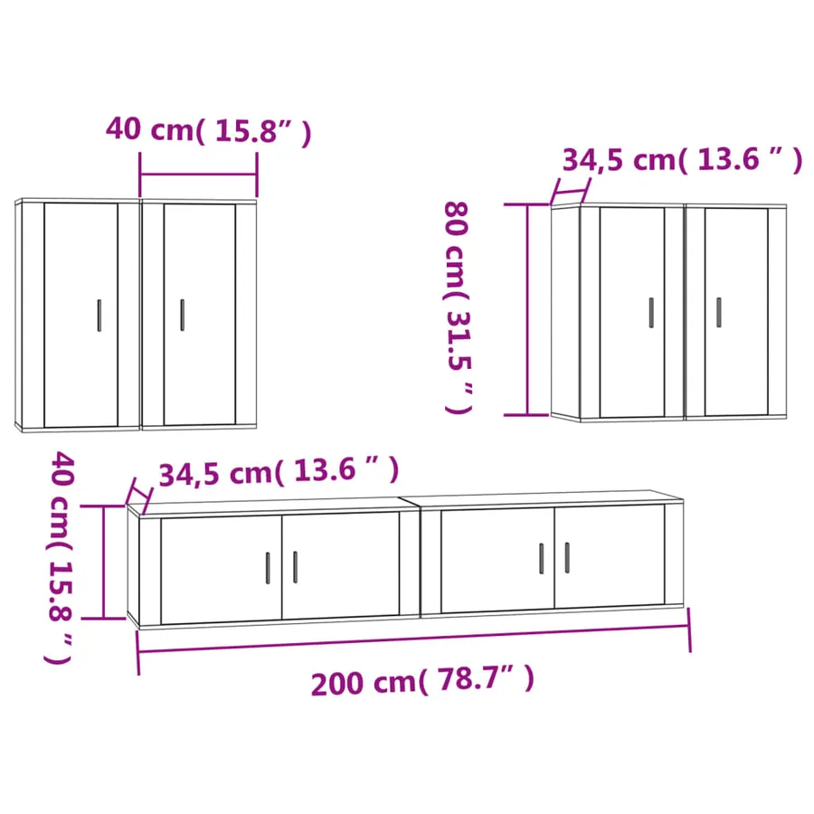 Ensemble de meubles TV 6 pcs Blanc Bois d'ingénierie - 7