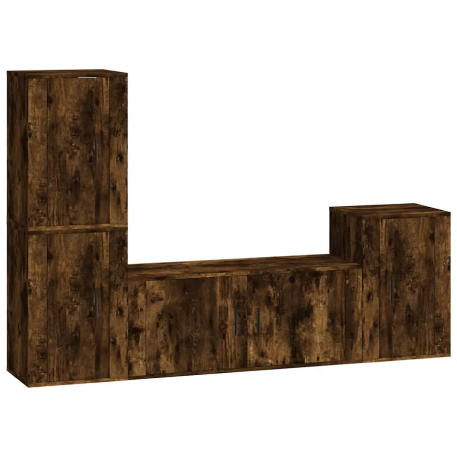 Ensemble de meubles TV 4 pcs Chêne fumé Bois d'ingénierie - 2