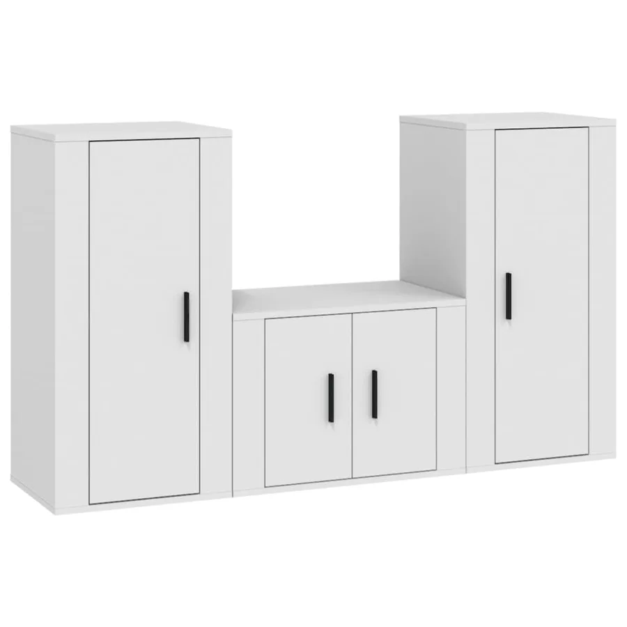 Ensemble de meubles TV 3 pcs Blanc Bois d'ingénierie - 2