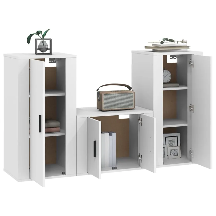 Ensemble de meubles TV 3 pcs Blanc Bois d'ingénierie - 3