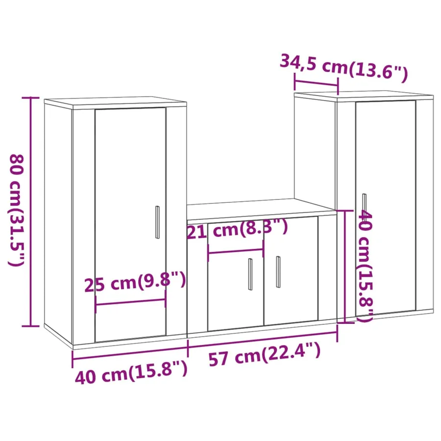 Ensemble de meubles TV 3 pcs Blanc Bois d'ingénierie - 8
