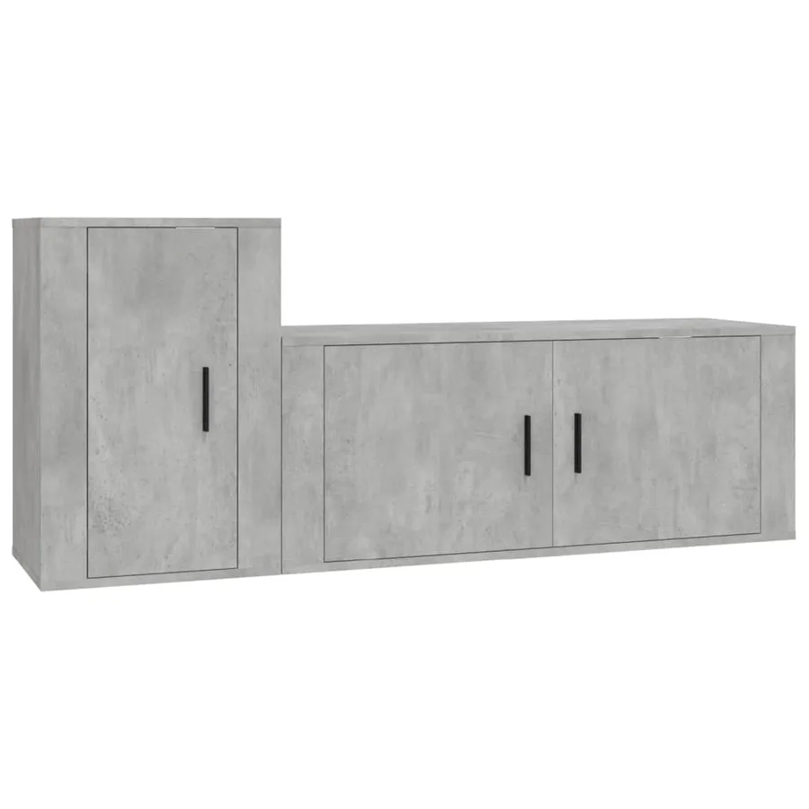 Ensemble de meubles TV 2 pcs gris béton bois d'ingénierie - 2
