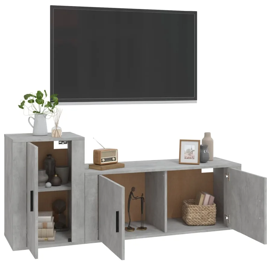 Ensemble de meubles TV 2 pcs gris béton bois d'ingénierie - 3
