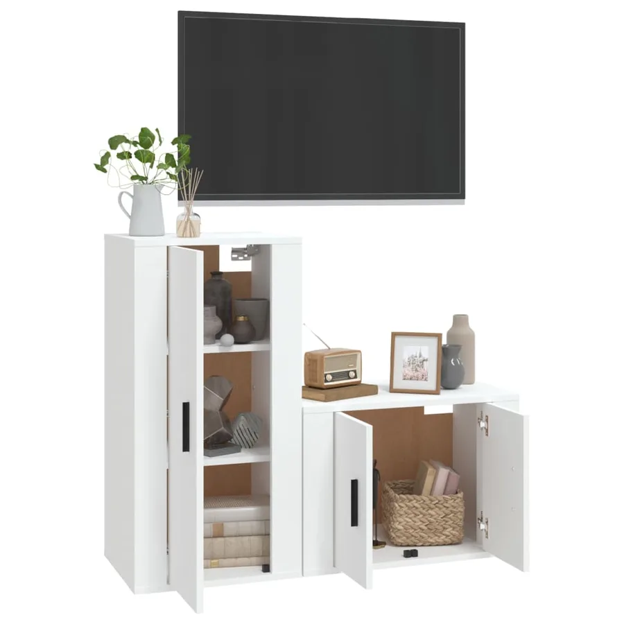Ensemble de meubles TV 2 pcs Blanc Bois d'ingénierie - 3
