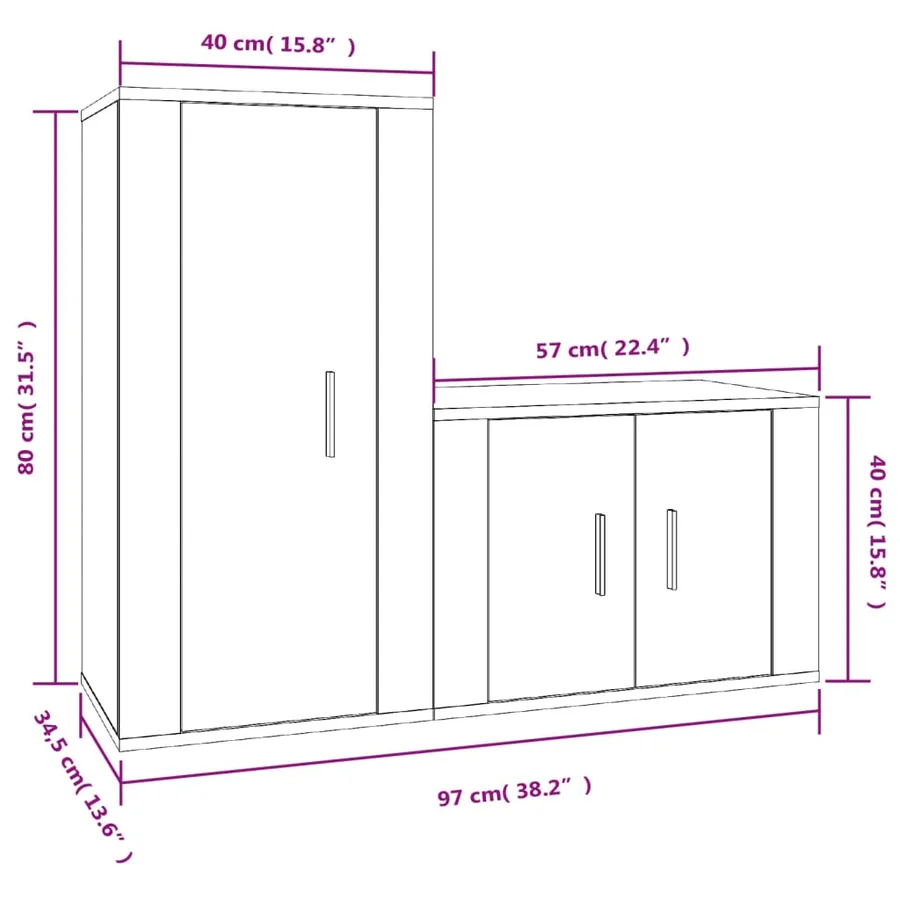 Ensemble de meubles TV 2 pcs Blanc Bois d'ingénierie - 8