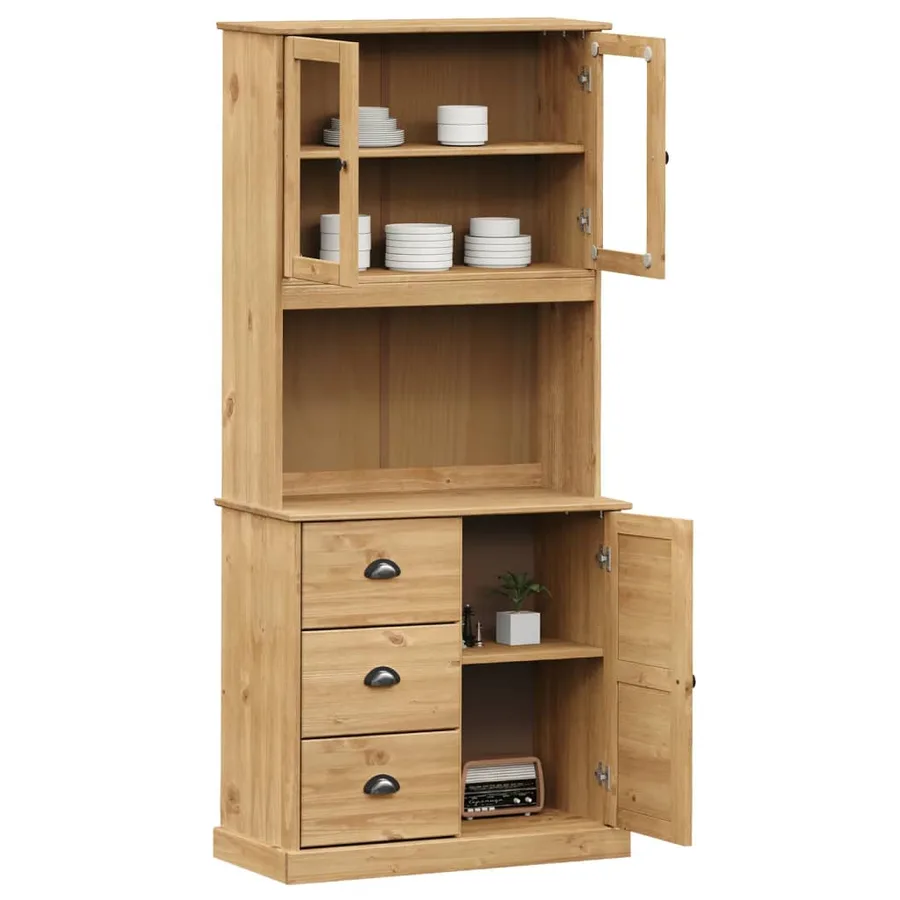 Buffet haut VIGO 78x40x175 cm bois massif de pin - 3