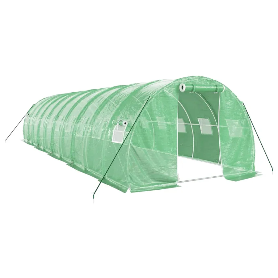Serre avec cadre en acier vert 30 m² 10x3x2 m - 2