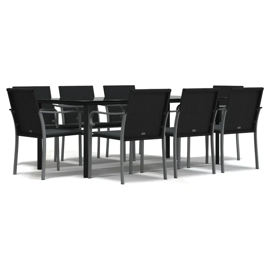 Ensemble à manger de jardin 9 pcs coussins résine tressée acier - 2